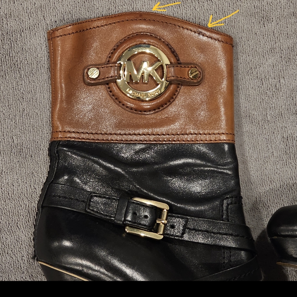 MICHAEL KORS black leather stockard 2-tone boots - Picture 7 of 11